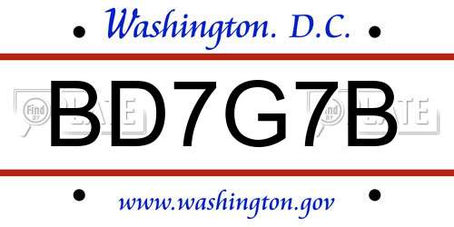 BD7G7B District Of Columbia License Plate