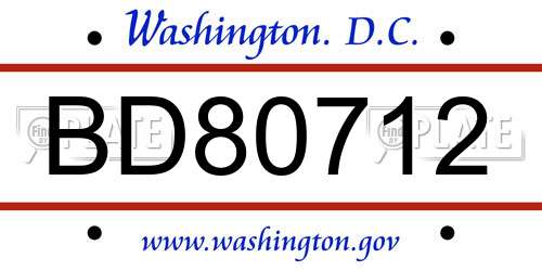 BD80712 District Of Columbia License Plate