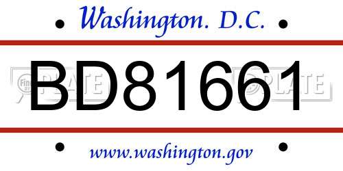 BD81661 District Of Columbia License Plate
