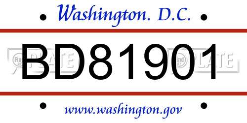 BD81901 District Of Columbia License Plate