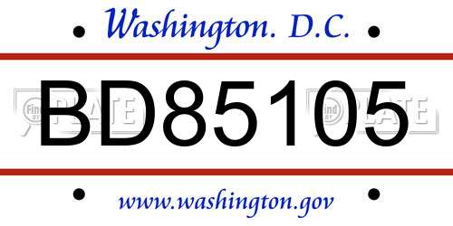 BD85105 District Of Columbia License Plate