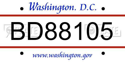 BD88105 District Of Columbia License Plate