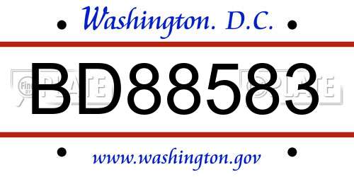 BD88583 District Of Columbia License Plate