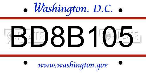 BD8B105 District Of Columbia License Plate
