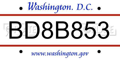 BD8B853 District Of Columbia License Plate