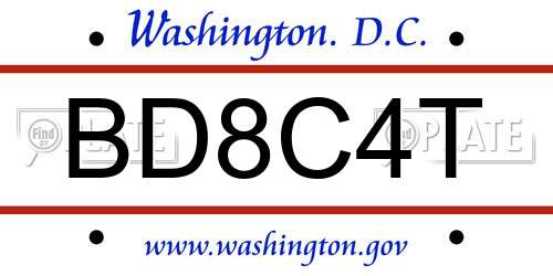 BD8C4T District Of Columbia License Plate