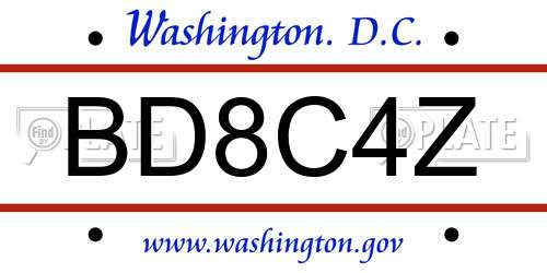 BD8C4Z District Of Columbia License Plate