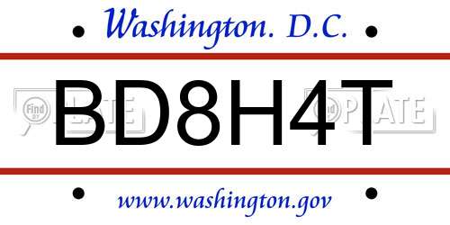 BD8H4T District Of Columbia License Plate