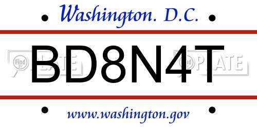 BD8N4T District Of Columbia License Plate