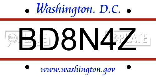 BD8N4Z District Of Columbia License Plate