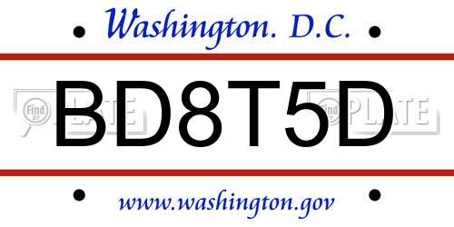 BD8T5D District Of Columbia License Plate