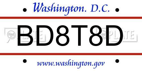 BD8T8D District Of Columbia License Plate