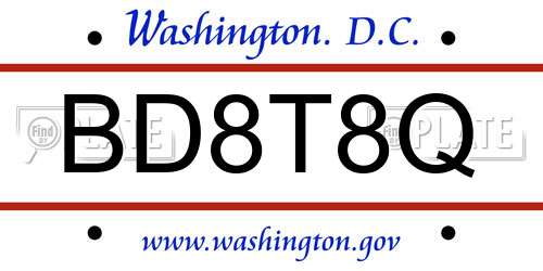BD8T8Q District Of Columbia License Plate
