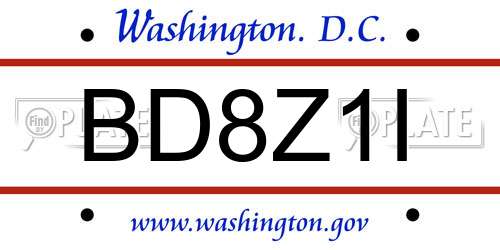 BD8Z1I District Of Columbia License Plate