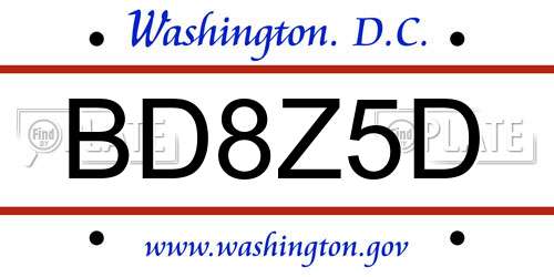 BD8Z5D District Of Columbia License Plate