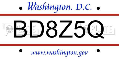 BD8Z5Q District Of Columbia License Plate