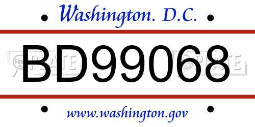 BD99068 District Of Columbia License Plate