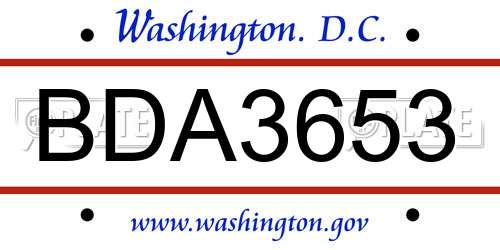 BDA3653 District Of Columbia License Plate