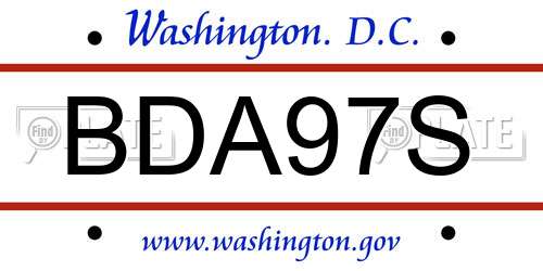 BDA97S District Of Columbia License Plate