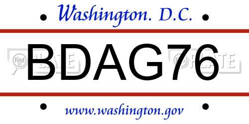 BDAG76 District Of Columbia License Plate