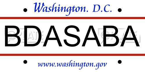 BDASABA District Of Columbia License Plate