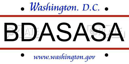 BDASASA District Of Columbia License Plate