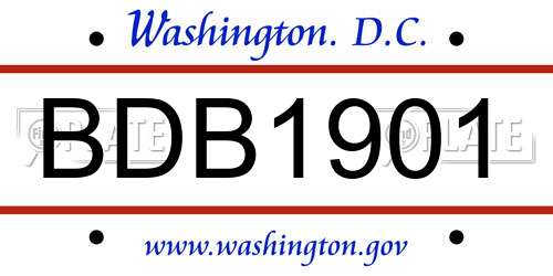BDB1901 District Of Columbia License Plate
