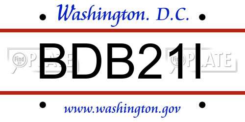 BDB21I District Of Columbia License Plate