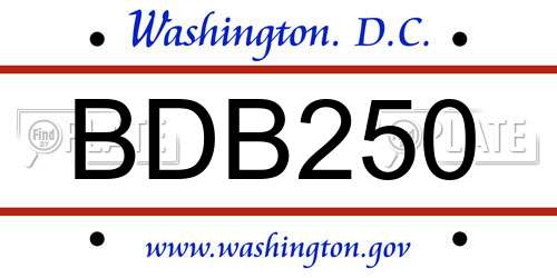 BDB250 District Of Columbia License Plate