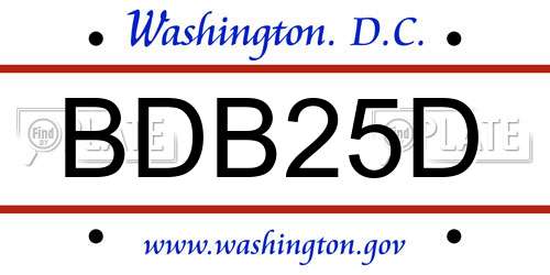 BDB25D District Of Columbia License Plate