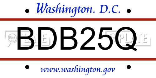 BDB25Q District Of Columbia License Plate