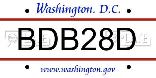 BDB28D District Of Columbia License Plate
