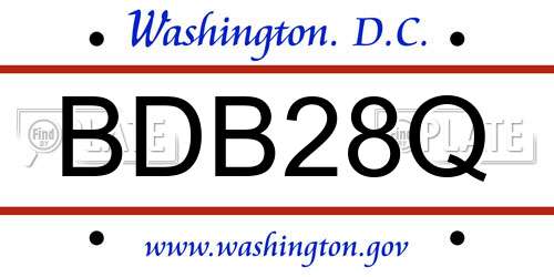 BDB28Q District Of Columbia License Plate