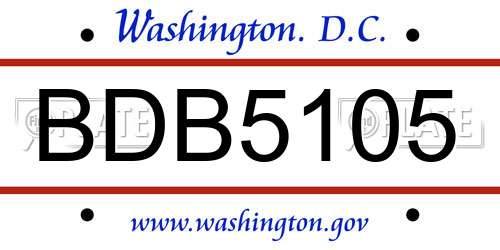BDB5105 District Of Columbia License Plate
