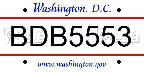 BDB5553 District Of Columbia License Plate