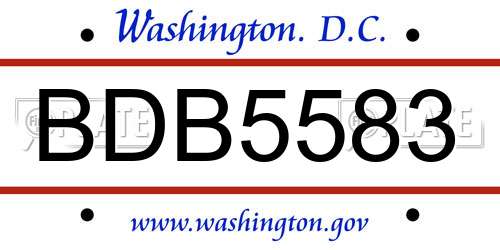 BDB5583 District Of Columbia License Plate