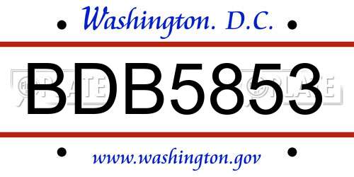 BDB5853 District Of Columbia License Plate