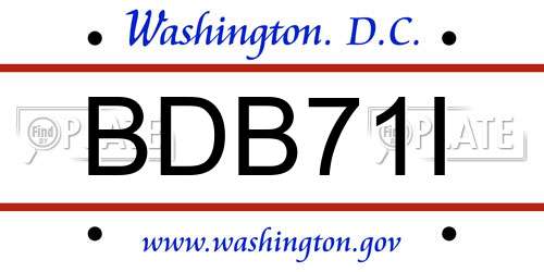 BDB71I District Of Columbia License Plate