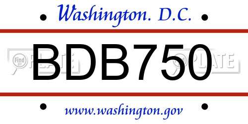 BDB750 District Of Columbia License Plate