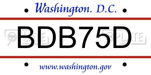BDB75D District Of Columbia License Plate