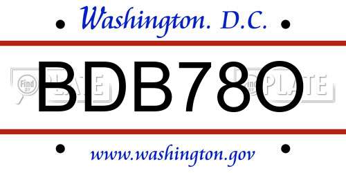 BDB78O District Of Columbia License Plate