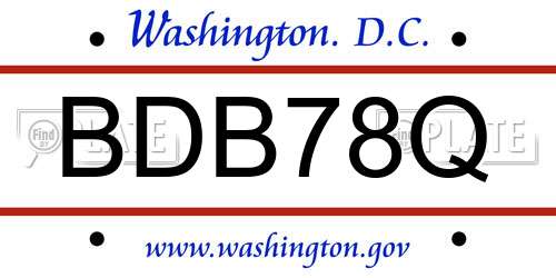 BDB78Q District Of Columbia License Plate