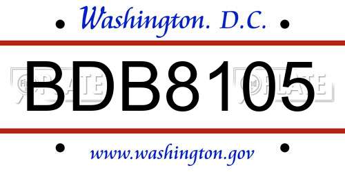 BDB8105 District Of Columbia License Plate