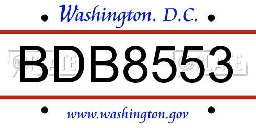 BDB8553 District Of Columbia License Plate