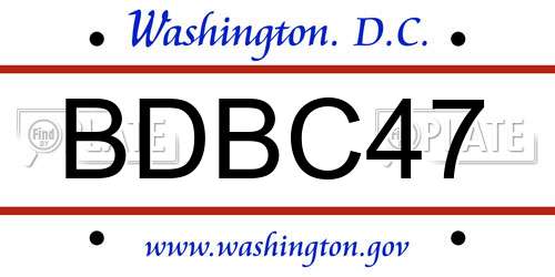 BDBC47 District Of Columbia License Plate