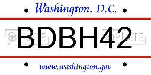 BDBH42 District Of Columbia License Plate
