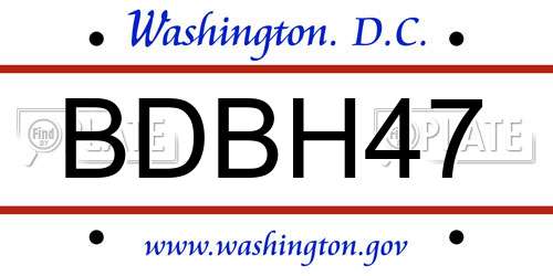 BDBH47 District Of Columbia License Plate