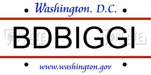 BDBIGGI District Of Columbia License Plate