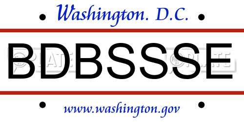BDBSSSE District Of Columbia License Plate
