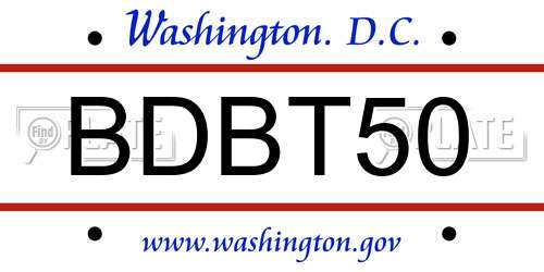 BDBT50 District Of Columbia License Plate